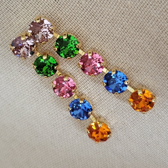 Austrian Crystal 5-stone Earrings - Picture 5 of 7